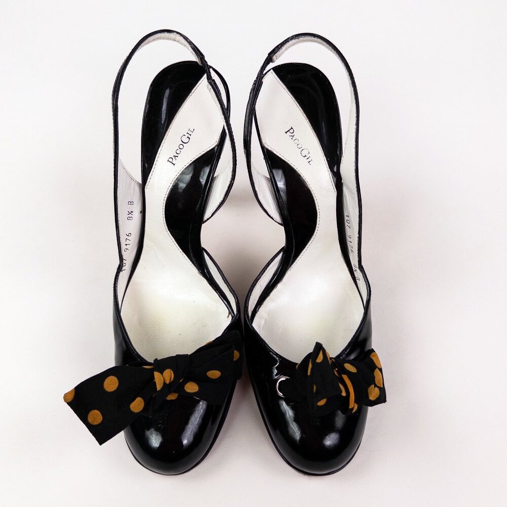 Paco Gil Platform Patent Leather D'Orsay Pumps Heels with Bow